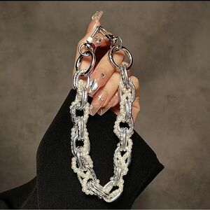 Elegant Silver and White Cell Phone Wristlet